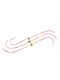Set Uniseks NVR 3 Rakhi Benang Ganesh Ji Berton Emas dengan Roli Chawal Chandan Mishri