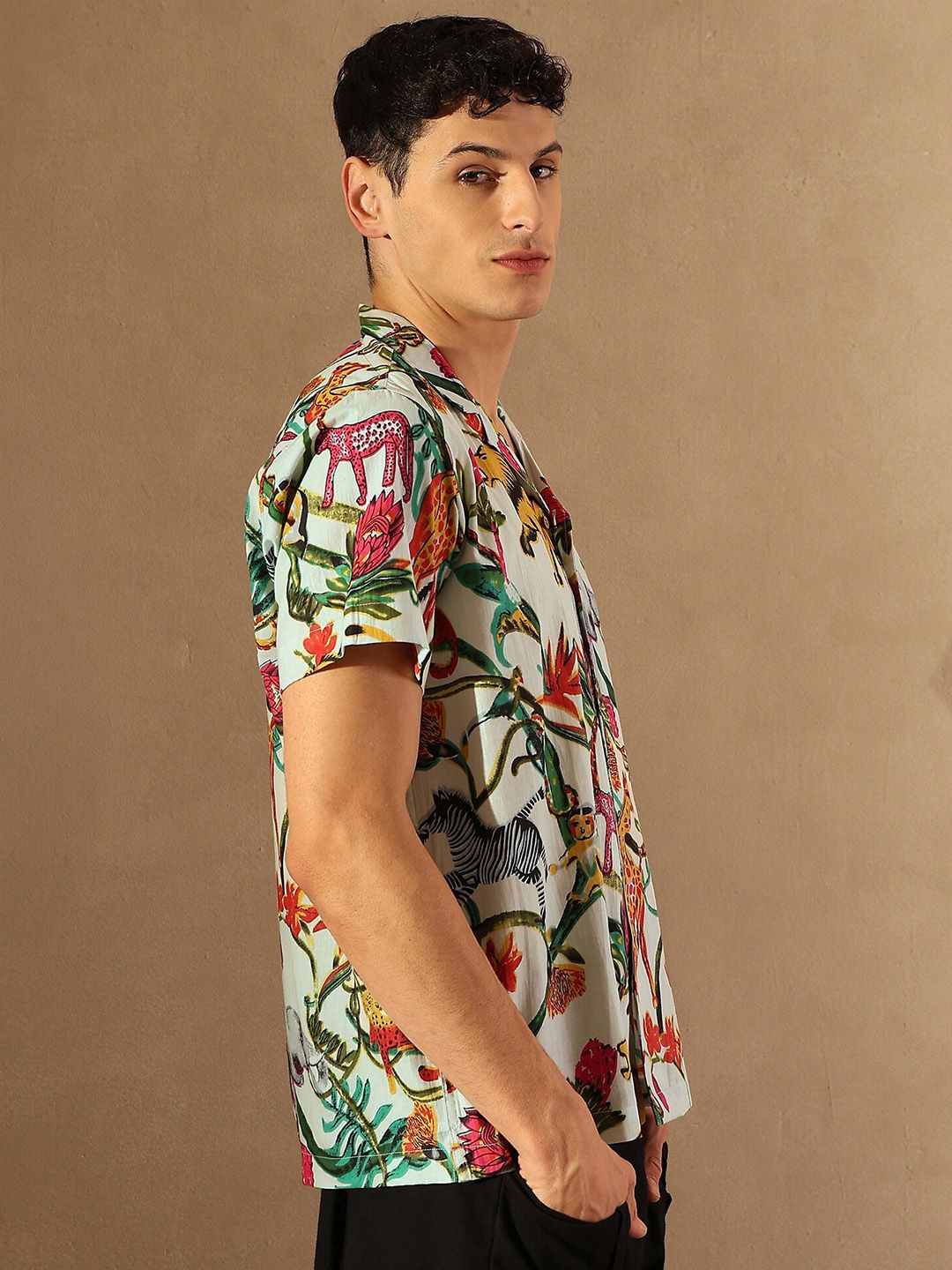 DENNISON Tropical Printed Lightweight Oversized Casual Shirt