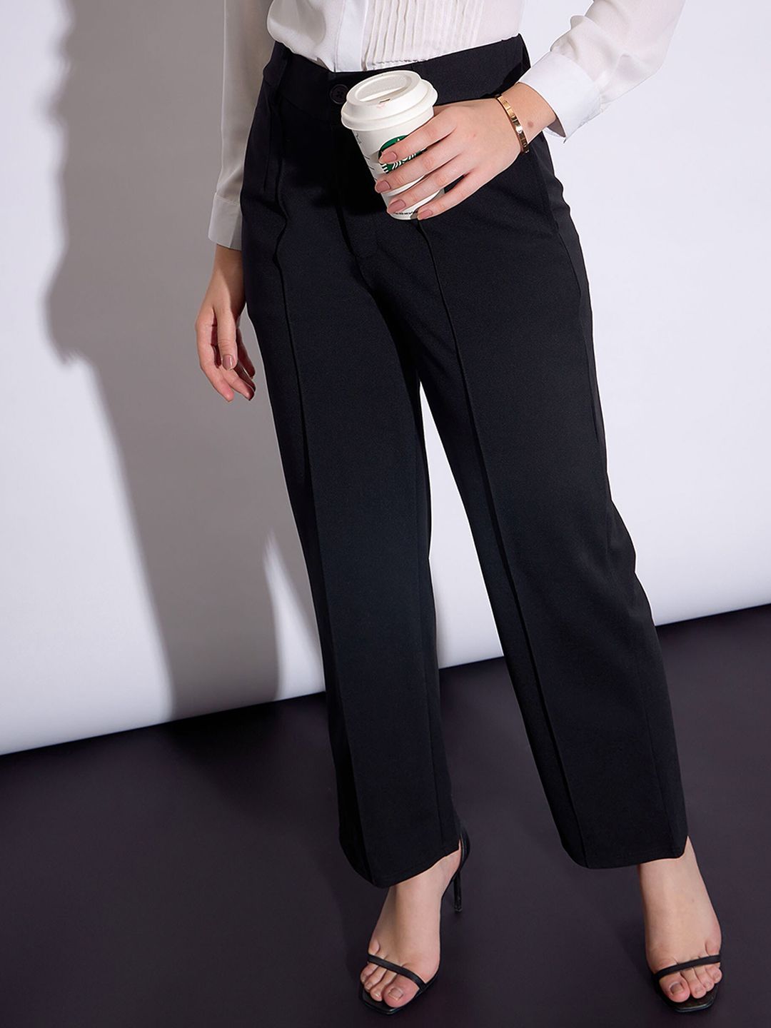SASSAFRAS worklyf Women Formal Parallel Trousers
