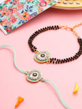 Set NVR 2 Batu Buatan Bulat Hijau Bhaiya Bhabhi Rakhi dengan Roli Chawal