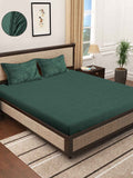Myntra Elegant Homes Green Wool 300 TC Fitted King Bedsheet & 2 Pillow Covers-225X150 cm