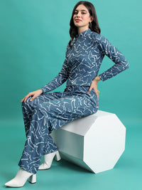 Tokyo Talkies Printed Top With Straight Leg Trousers