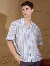 DENNISON Men Vertical Striped Oversized Casual Shirt