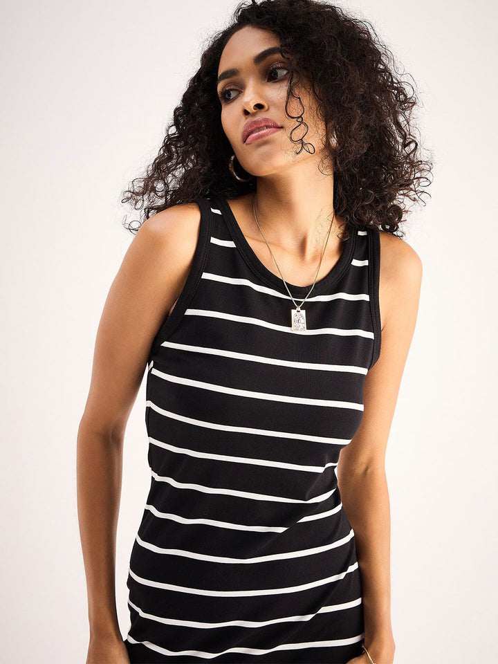 SASSAFRAS BASICS Striped Cotton Midi Dress