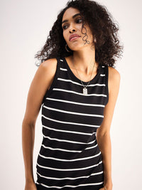 SASSAFRAS BASICS Striped Cotton Midi Dress