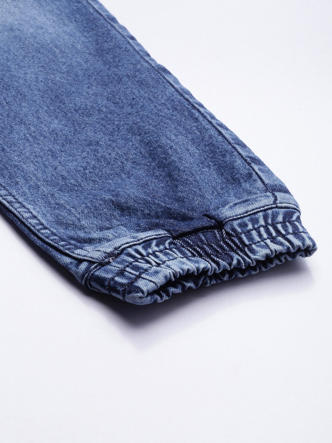 The Indian Garage Co Men Blue Light Fade Stretchable Jogger Jeans