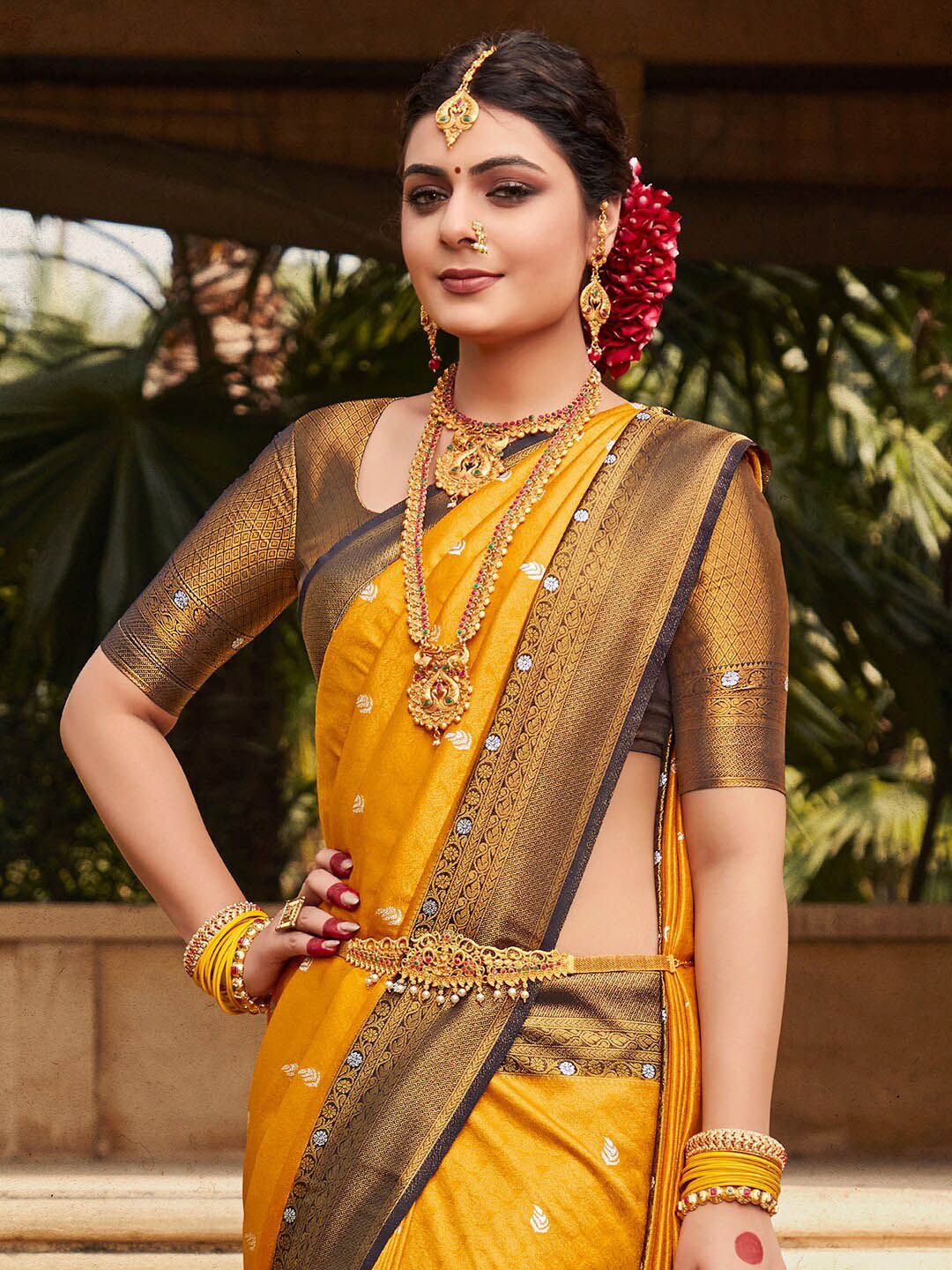 Saree mall Floral Woven Design Zari Silk Blend Kanjeevaram Sarees