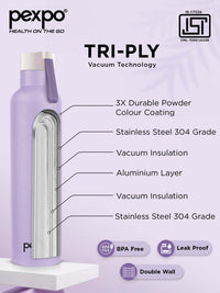 Pexpo Oslo Orchid Purple ISI Certified Thermosteel Hot And Cold Flask Water Bottle 750ml
