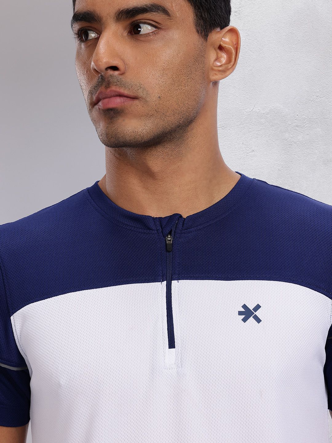 HRX by Hrithik Roshan Rapid-Dry Colourblocked Henley Neck Running T-shirt