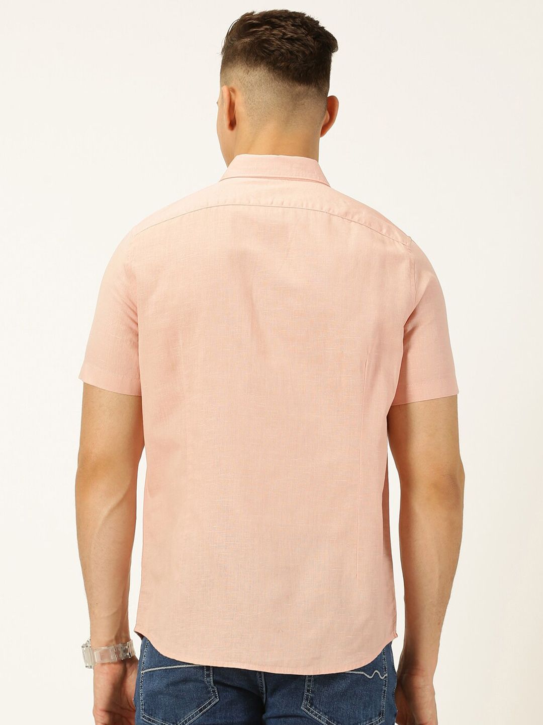 Thomas Scott Classic Cotton Linen Slim Fit Short Sleeves Casual Shirt