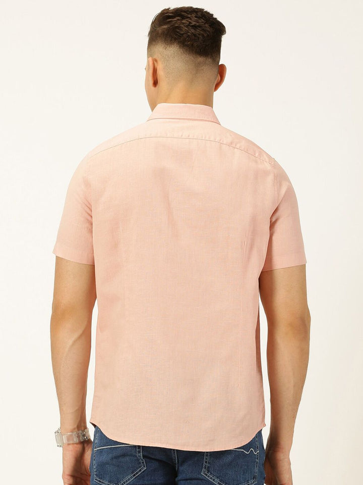 Thomas Scott Classic Cotton Linen Slim Fit Short Sleeves Casual Shirt