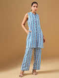 Global Desi Geometric Printed Panelled Pure Cotton Kurta with Palazzos