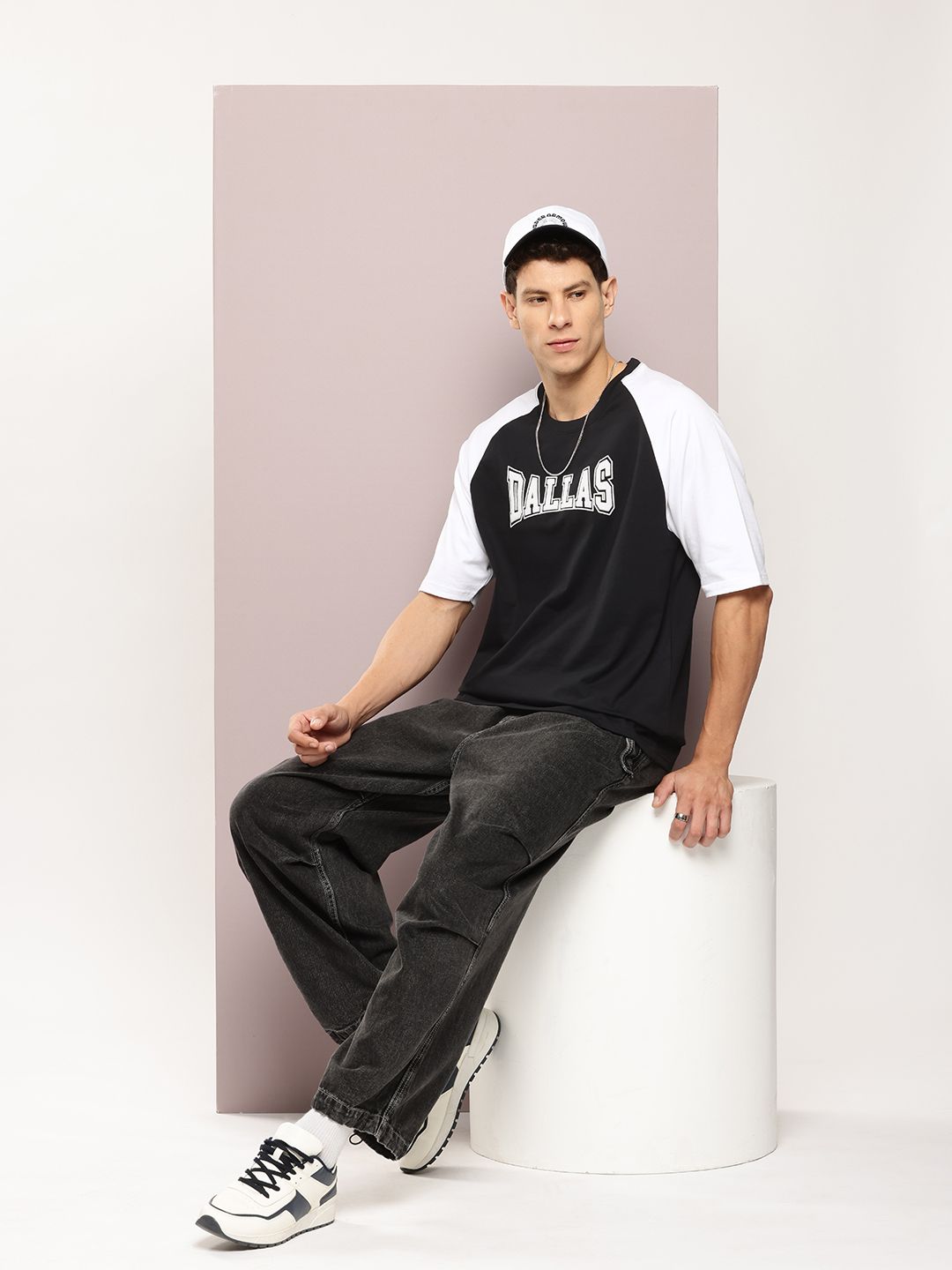DILLINGER Men Typography Printed Embossed Oversized T-shirt
