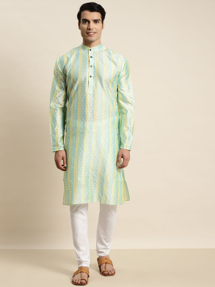 SOJANYA Men Ethnic Motifs Striped Jacquard Straight Kurta
