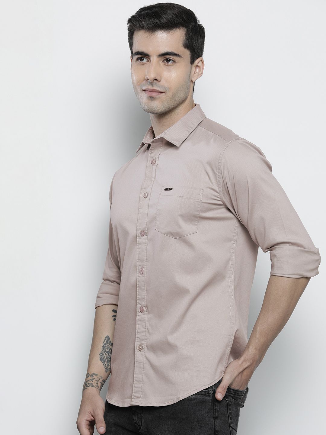 The Indian Garage Co Men Grey Solid Comfort Fit Casual Shirt