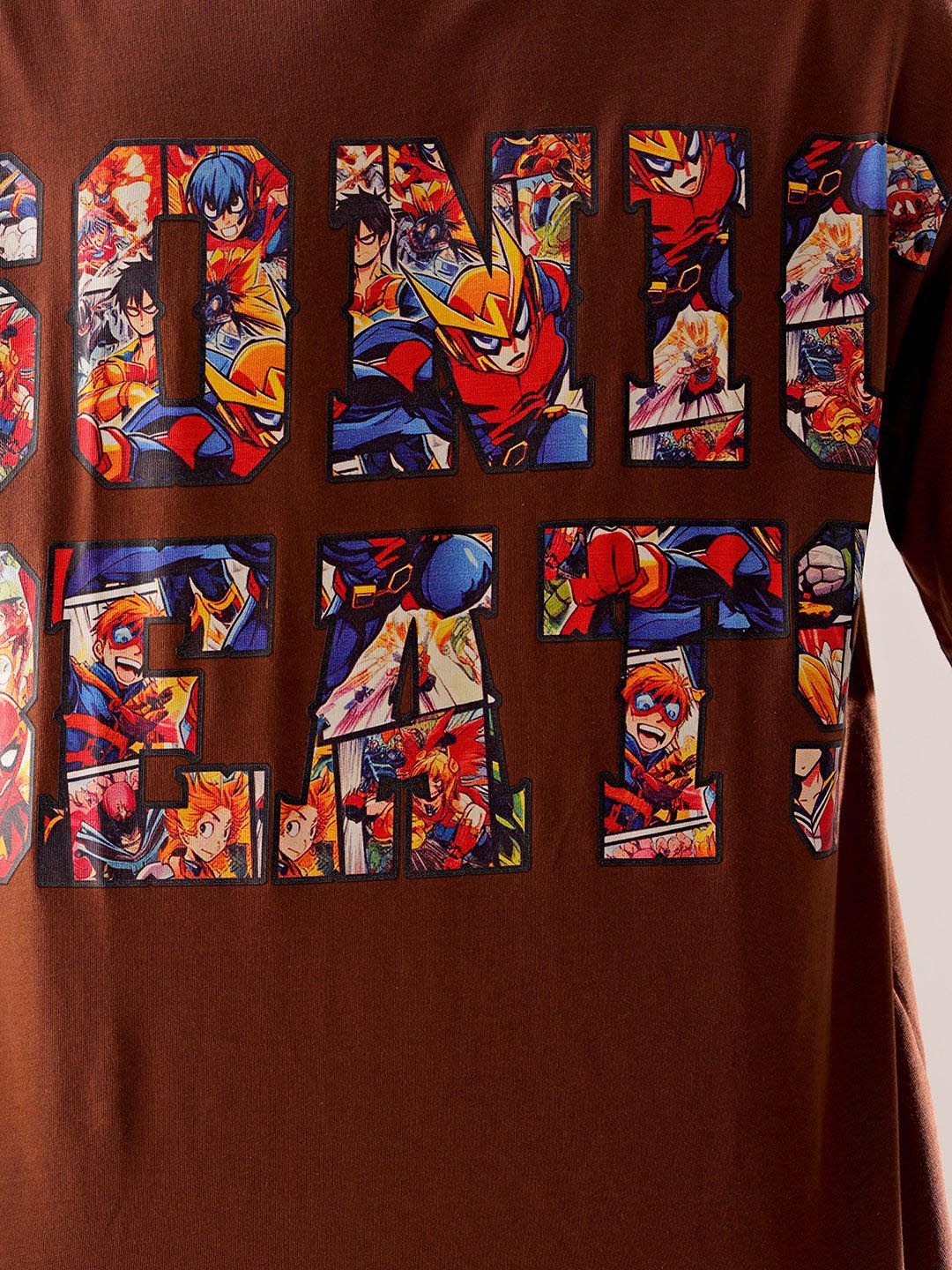 The Indian Garage Co Men Graphic Printed Boxy Oversized Round Neck Pure Cotton T-shirt