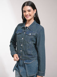 Jaket Denim Pepejal Biru Tokyo Talkies Wanita