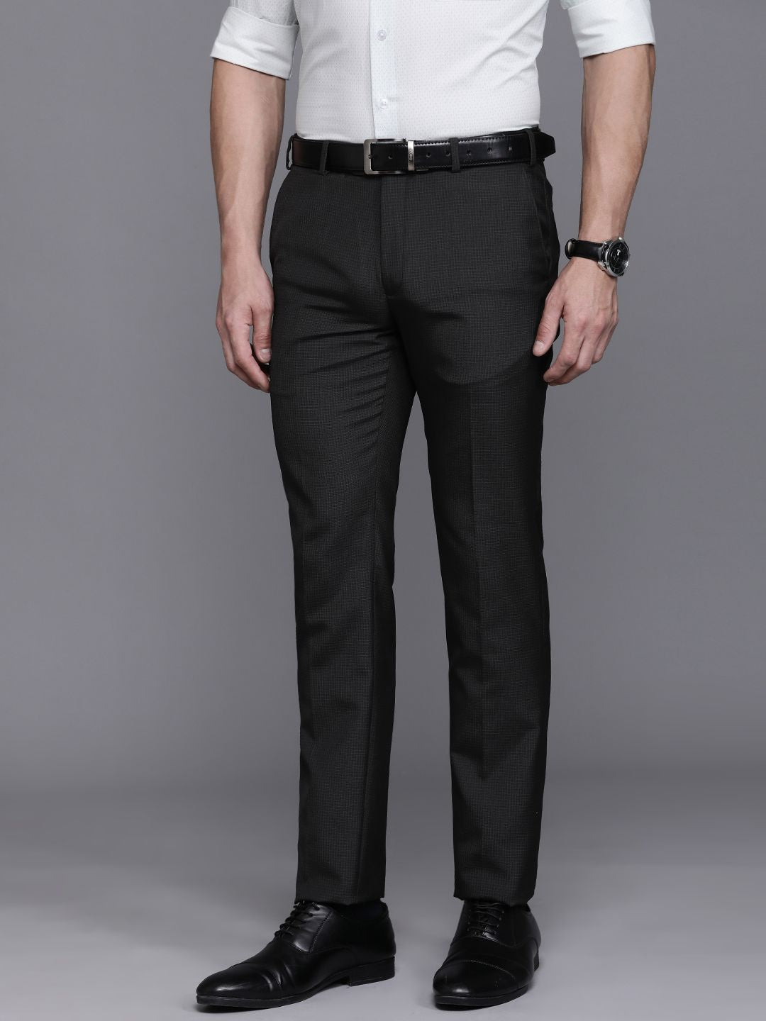 Raymond Men Checked Slim Fit Formal Trousers