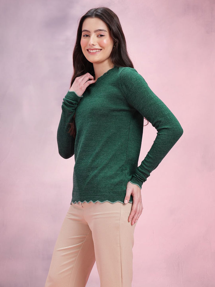 DressBerry Solid Round Neck Long Sleeves Pullover