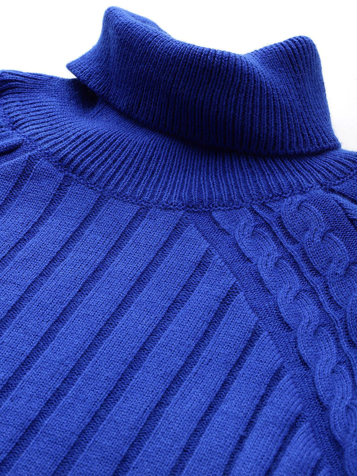 DressBerry Ribbed Acrylic Turtle Neck Pullover