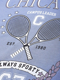 DILLINGER Women Blue Printed Pure Cotton Loose Graphic Oversized T-Shirt