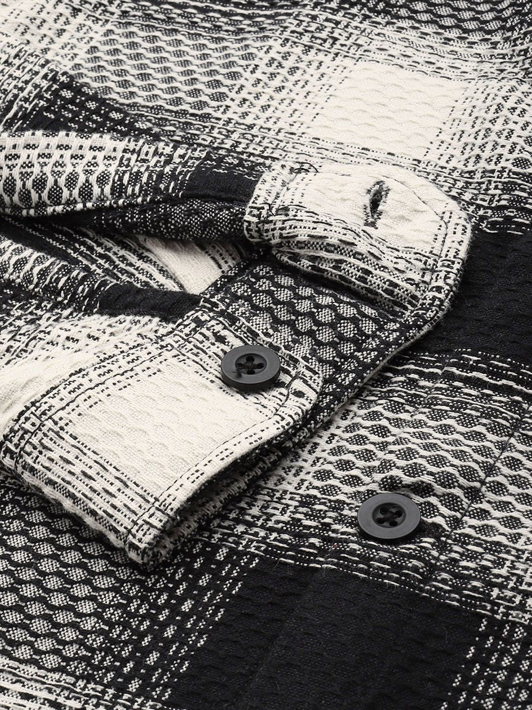 The Indian Garage Co Pure Cotton Textured Opaque Checked Casual Shirt