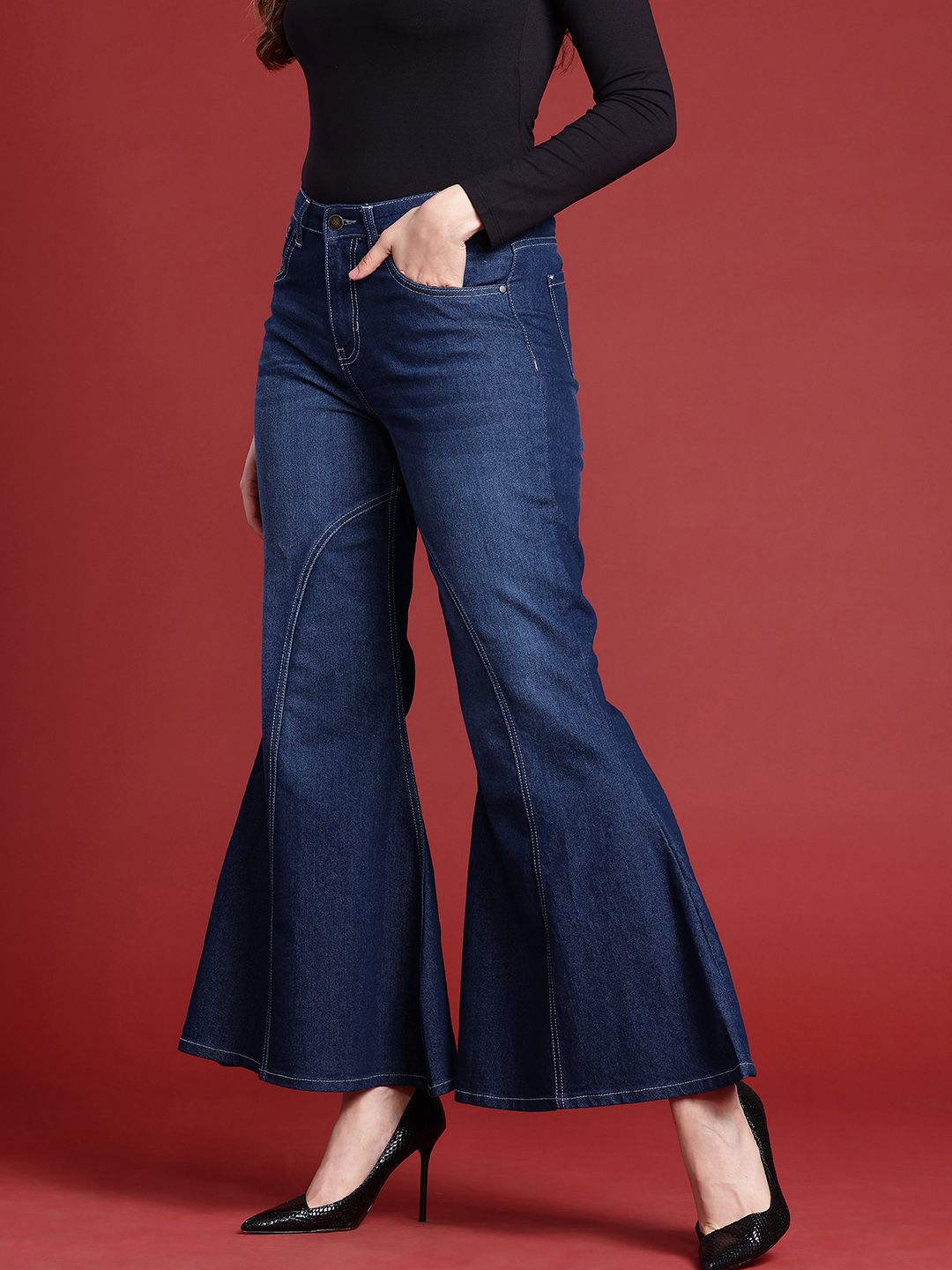 all about you Women Slim Bootcut High-Rise Light Fade Stretchable Jeans