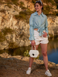 Athena Abstract Printed Shirt Style Top