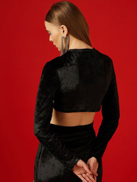 STREET 9 Embellished Velvet Crop Top