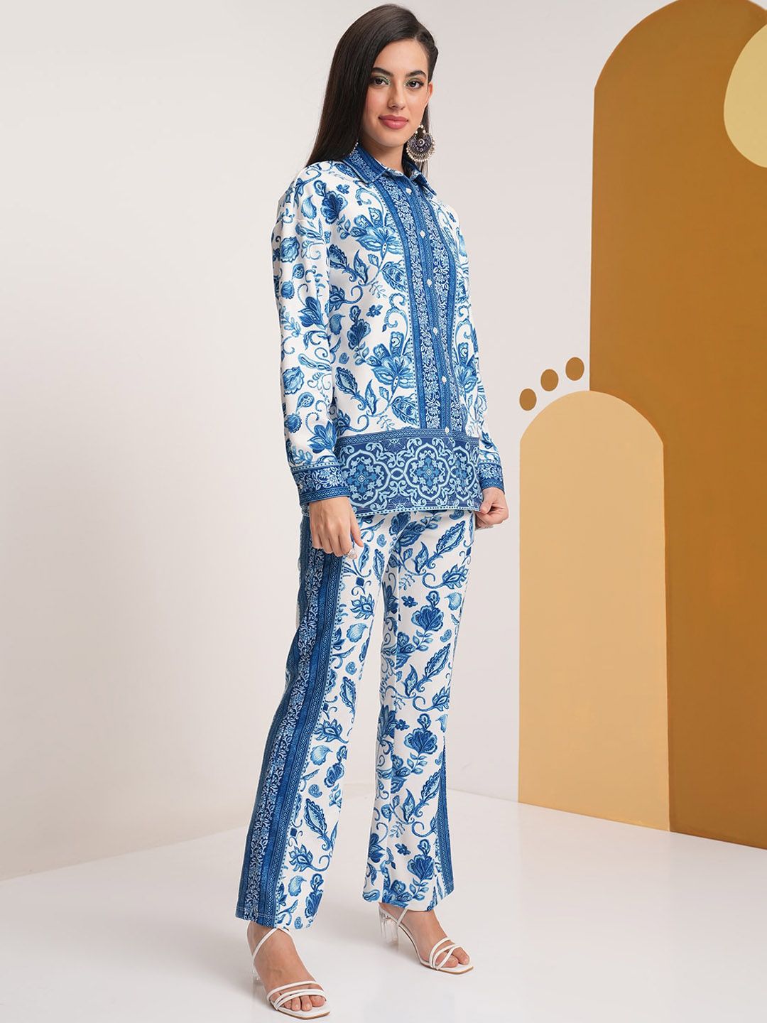 Vishudh Printed Shirt With Elasticated Palazzo Co-Ords