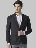 Park Avenue Men Charcoal Grey Solid Single Breasted Formal Blazer