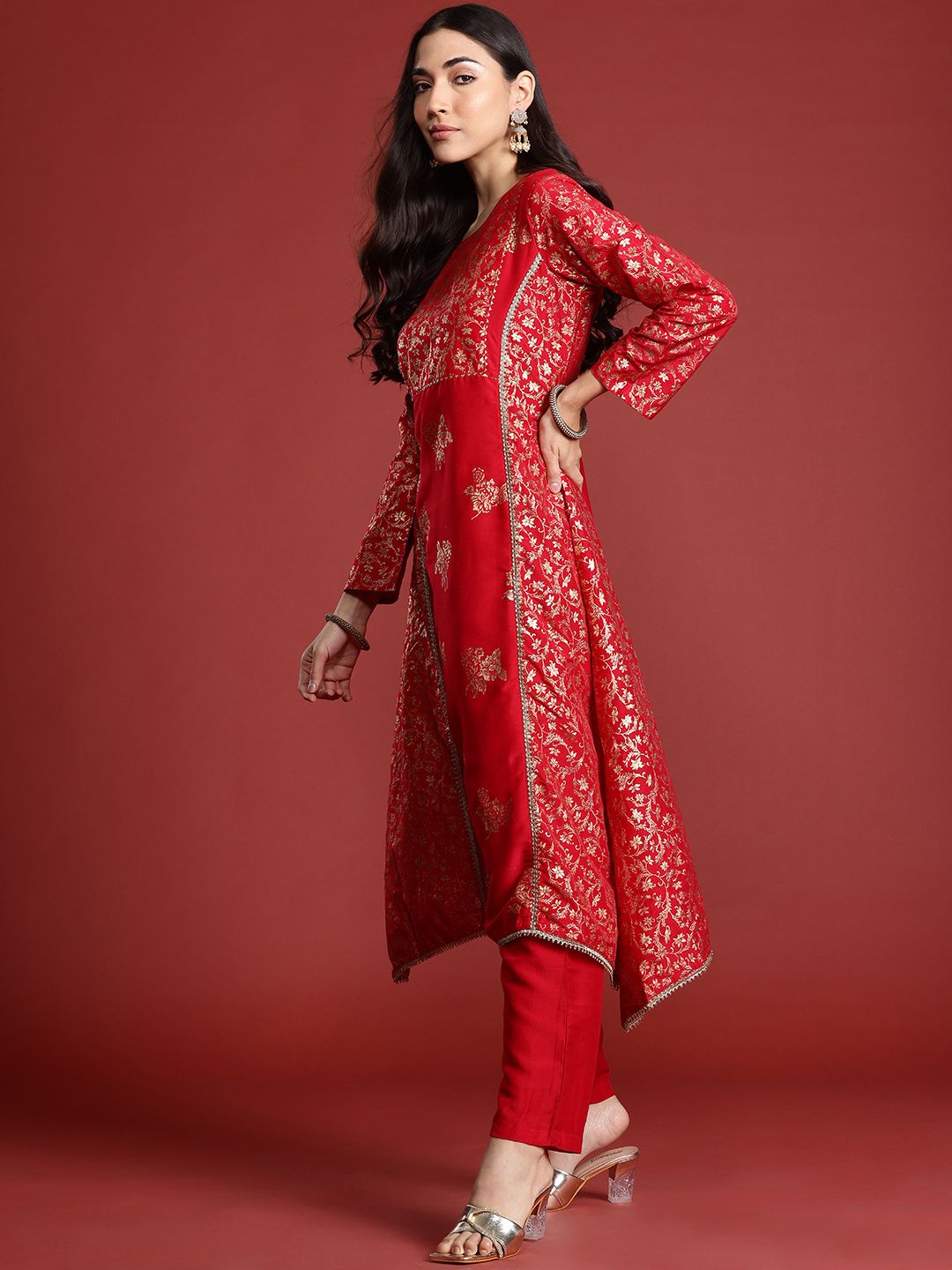 Anouk Foil Print Floral Kurta with Trousers