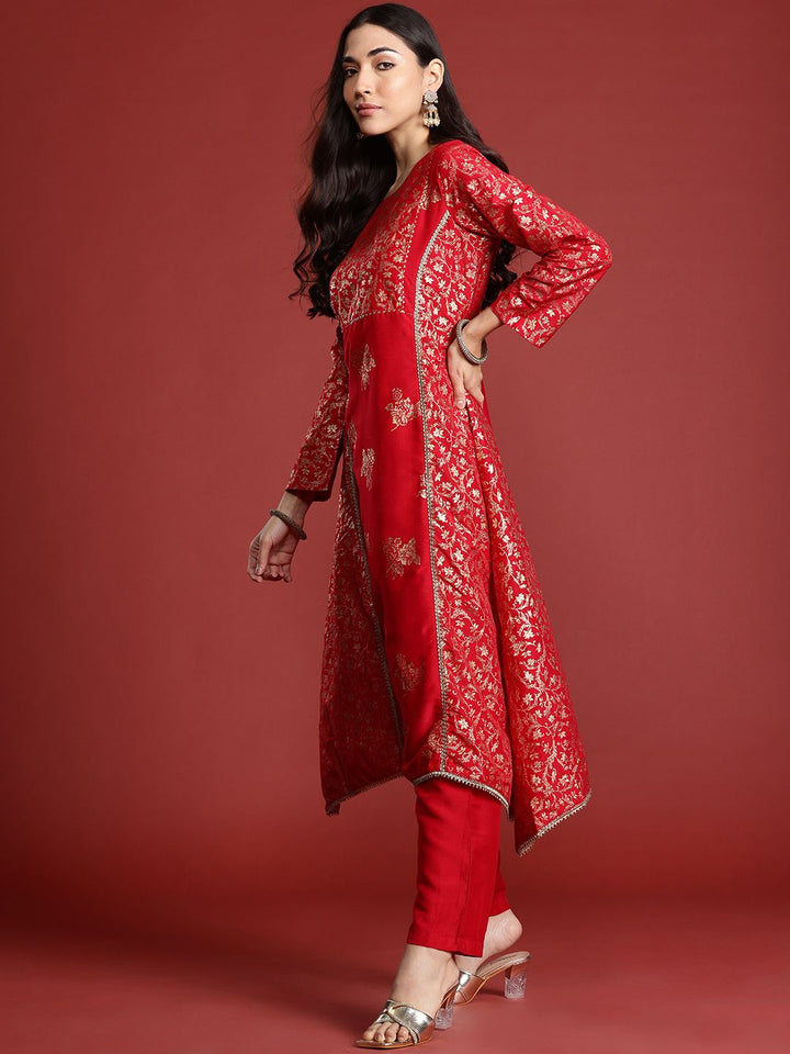 Anouk Foil Print Floral Kurta with Trousers