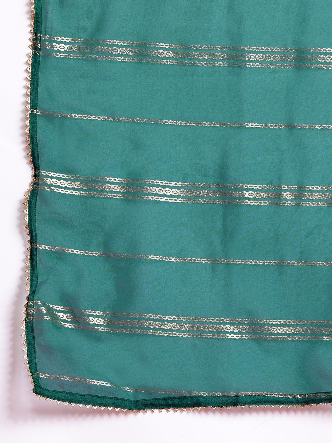 Anouk Striped A-Line Kurta with Trousers & Dupatta