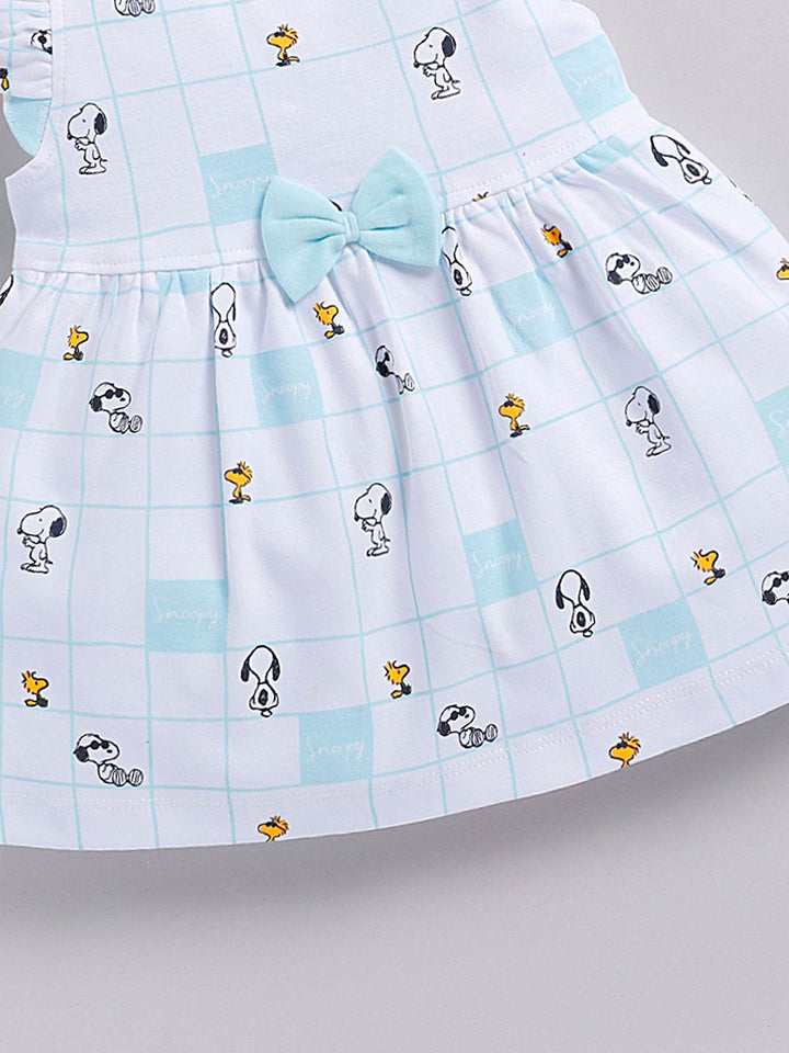 Happy Faces Girls Cotton Printed Flutter Sleeve Fit & Flare Dress