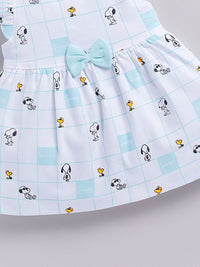 Happy Faces Girls Cotton Printed Flutter Sleeve Fit & Flare Dress