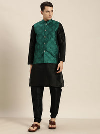 SOJANYA Kurta Hitam Lelaki dengan Churidar dengan Jaket Nehru