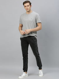 Urbano Fashion Men Black Slim Fit Mid-Rise Clean Look Acid Wash Stretchable Jogger Jeans