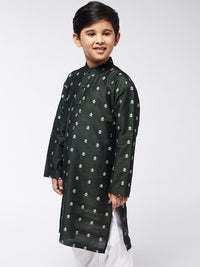 SOJANYA Boys Green & White Ethnic Motifs Printed Straight Kurta