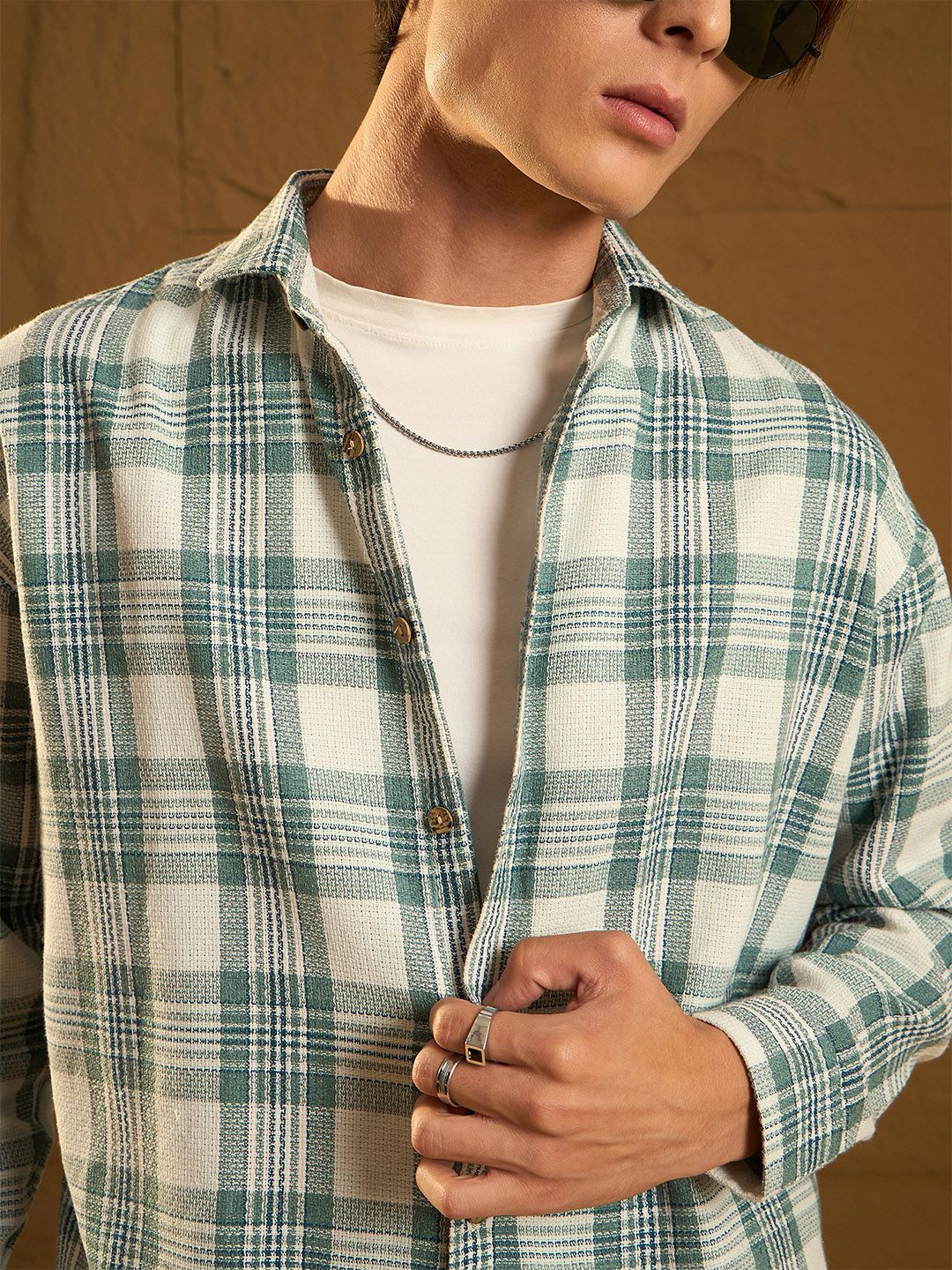 DENNISON Men Checked Oversized Cotton Shirt
