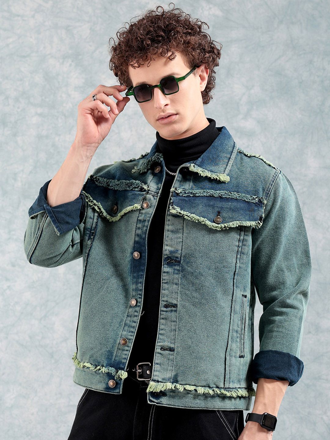 The Indian Garage Co Men Washed Denim Jacket
