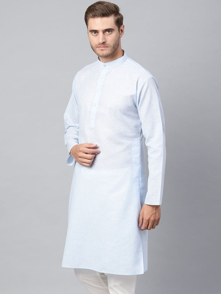 SOJANYA Men Blue Woven Design Straight Kurta
