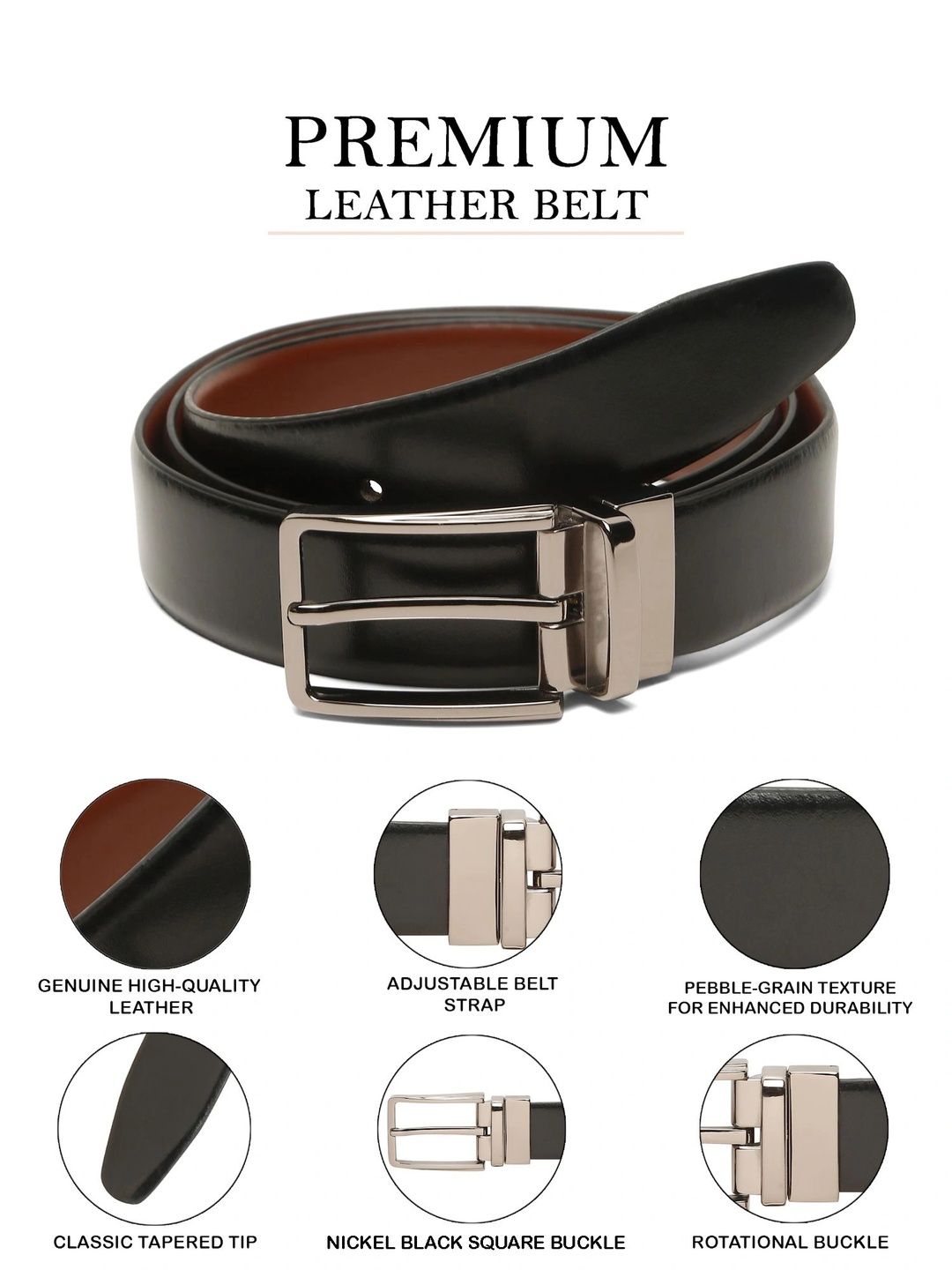Teakwood Leathers Men Leather Reversible Formal Belt