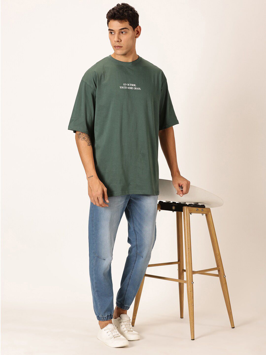 Thomas Scott Round Neck Typography Printed Cotton Oversized T-shirt