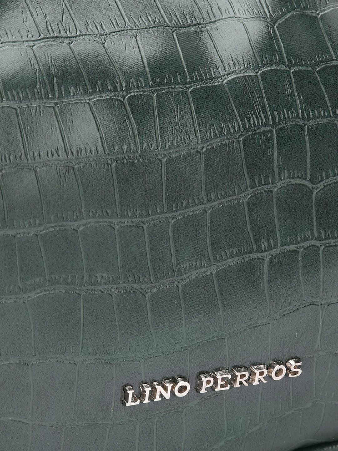 Lino Perros Croc-Textured Structured Baguette Bag