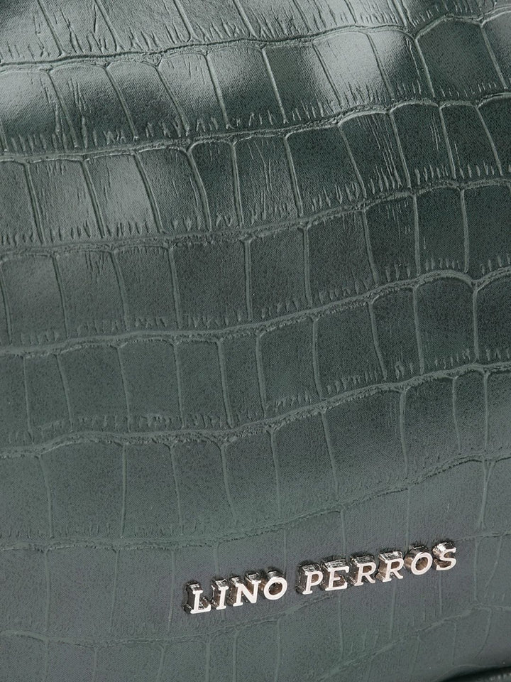 Lino Perros Croc-Textured Structured Baguette Bag