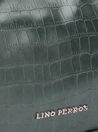 Lino Perros Croc-Textured Structured Baguette Bag