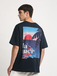 THE BEAR HOUSE Graphic Printed Round Neck Oversized Cotton T-shirt