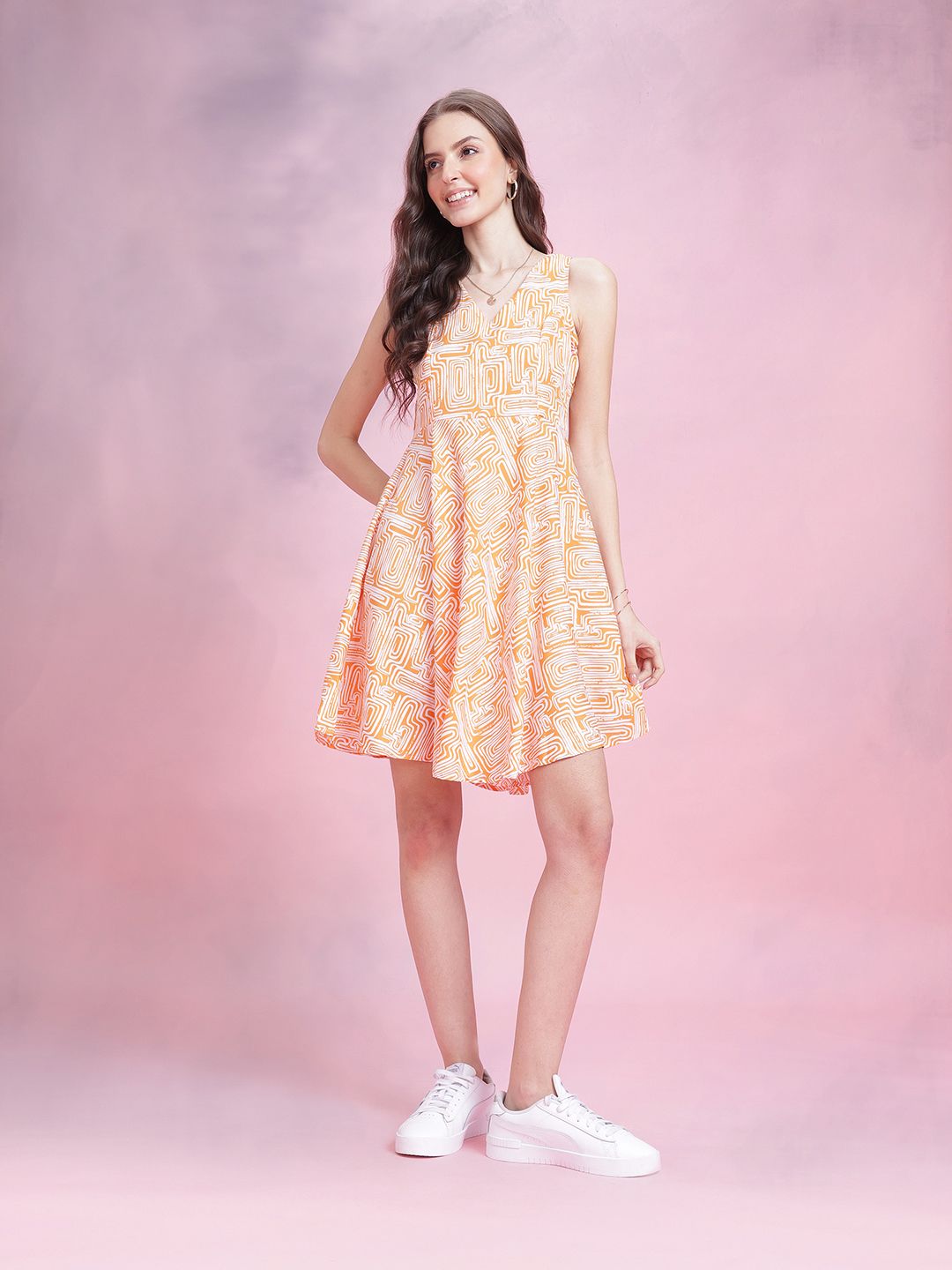 DressBerry Geometric Fit & Flare Dress