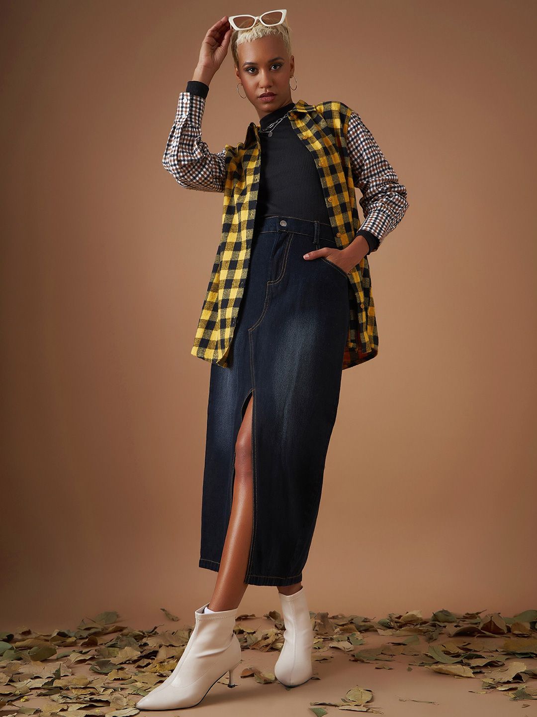 SASSAFRAS Spread Collar Buffalo Checked Flannel Casual Pure Cotton Shacket